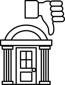 A building with a door and a thumbs down sign on it Stock Illustration