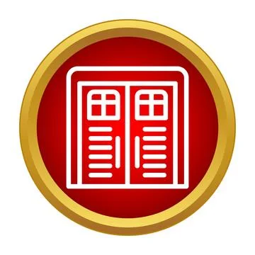 Building double entry door icon flat vector design Ilustración de archivo