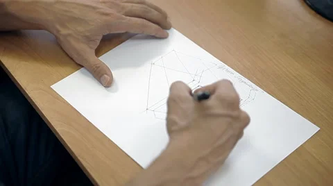 Building drawing on paper Stock Footage 66049499