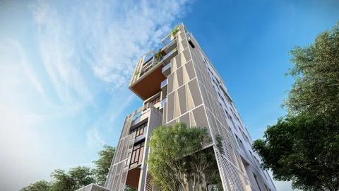 Building Dreams 3D Renderings of Modern Architectural Concepts Stock-Illustration