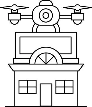 A building with a drone on top of it Ilustración de archivo