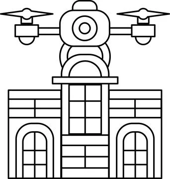 A building with a drone on top of it Ilustración de archivo
