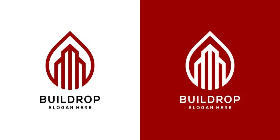 Building drop logo vector template design Stock Illustration