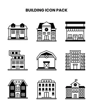 Building DuoTone Bundle Icons Pack Stock Illustration