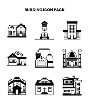 Building DuoTone Icons Pack Stock Illustration