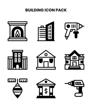 Building DuoTone Vector Icons Pack Stock Illustration