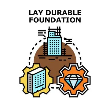Building durable foundation creating strong stable structure Stock Illustration