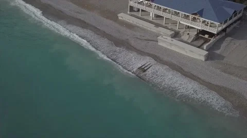 A building on the edge of the land. Stock Footage 150107592