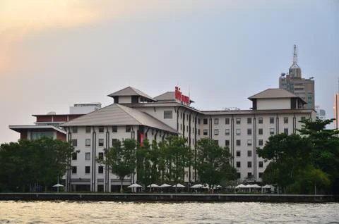 Building at the edge of river Stock Photos