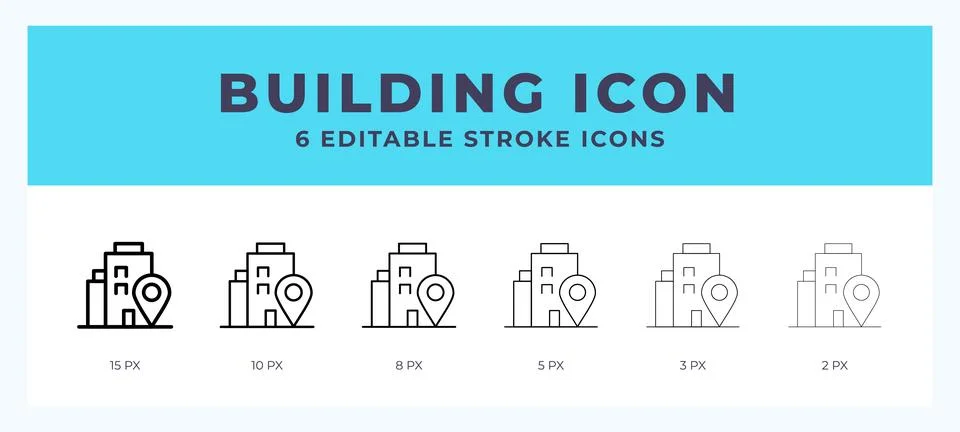 Building editable line icon. Vector illustration with different stroke. Ilustración de archivo
