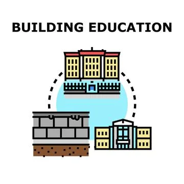 Building education system development and construction concept Ilustración de archivo
