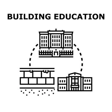 Building education system development and construction concept Ilustración de archivo