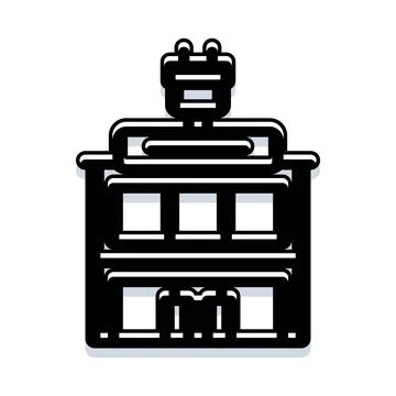 Building with electrical plug on roof icon Ilustración de archivo