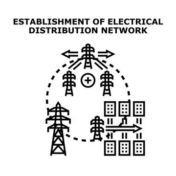 Building electrical power grid distribution network Stock Illustration