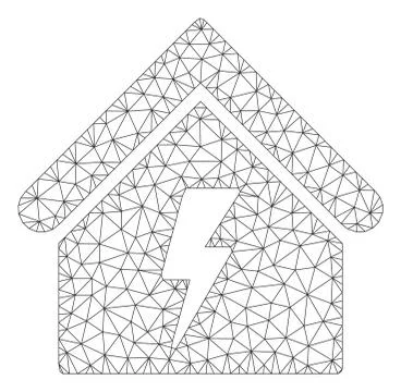 Building Electricity Polygonal Frame Vector Mesh Illustration Ilustración de archivo