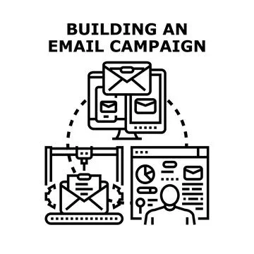 Building an email campaign creative concept vector Ilustración de archivo