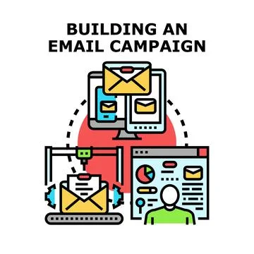Building an email campaign creative concept vector Ilustración de archivo
