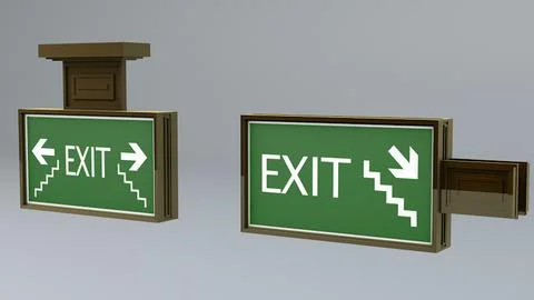 Building Emergency Exit Signs 3D Model