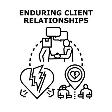 Building enduring client relationships and preventing loss concept Ilustración de archivo