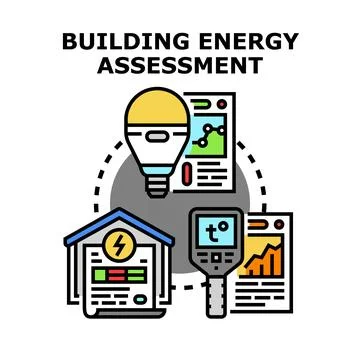 Building energy assessment process for efficiency audit Ilustración de archivo