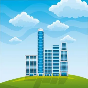 Building energy clean meadow cloud sun image Ilustración de archivo