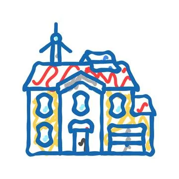Building energy efficient icon doodle illustration Ilustración de archivo
