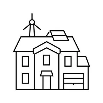 Building energy efficient line icon vector illustration Ilustración de archivo