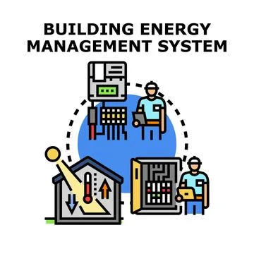 Building energy management system icon concept Stock Illustration