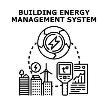 Building energy management system optimizing urban sustainability Stock Illustration