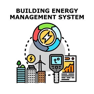 Building energy management system optimizing urban sustainability Stock Illustration