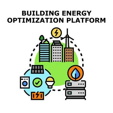 Building energy optimization platform conceptualizing sustainability Ilustração Stock