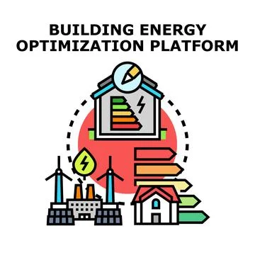 Building energy optimization platform for green power Ilustración de archivo