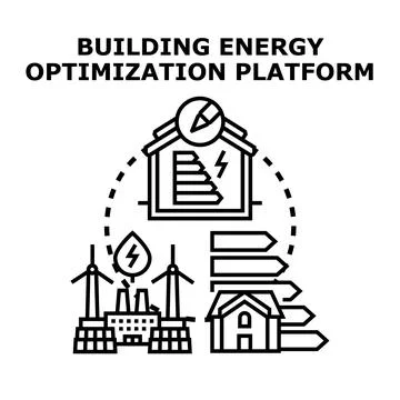 Building energy optimization platform for green power Ilustração Stock