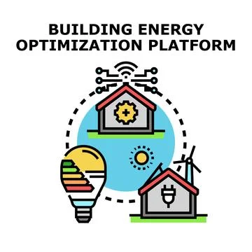 Building energy optimization platform managing smart home systems Ilustración de archivo