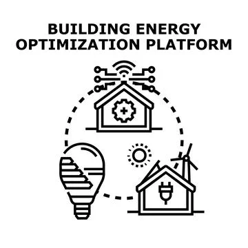Building energy optimization platform managing smart home systems Stock Illustration