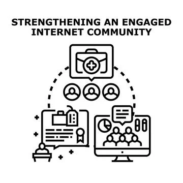 Building engaged internet community through online collaboration Ilustración de archivo