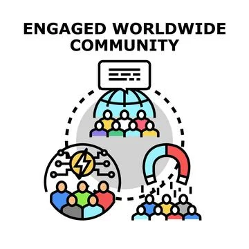 Building engaged worldwide community through collaboration and innovation Stock Illustration