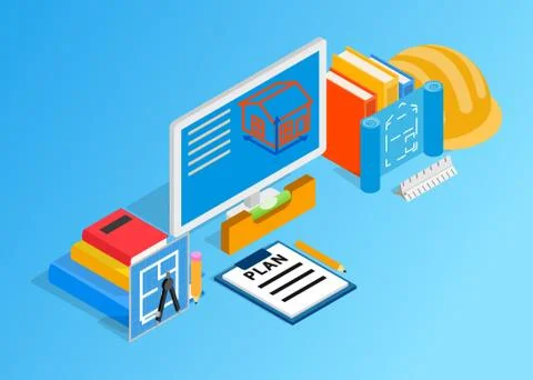 Building engineering clip art, isometric style Ilustración de archivo