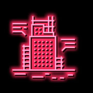 Building engineering neon glow icon illustration Ilustración de archivo