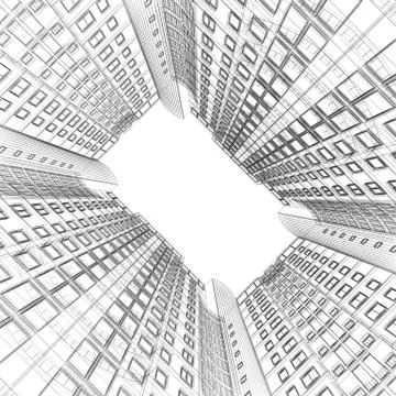 Building engineering plan 3d rendering Ilustración de archivo