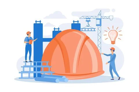 Building engineers using smart materials. Innovative construction materials.. Stock Illustration