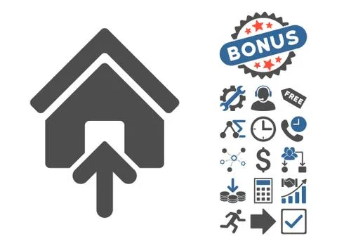 Building Entrance Flat Vector Icon With Bonus Ilustración de archivo