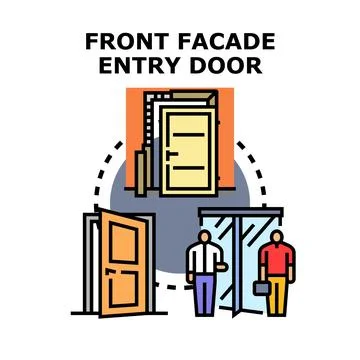 Building entry door facade access vector concept Stock Illustration