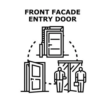 Building entry door facade access vector concept Stock Illustration