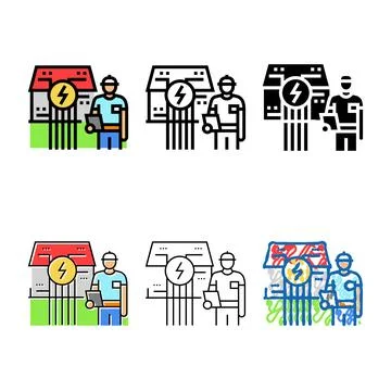 Building envelope inspection color variations icon vector Stock Illustration