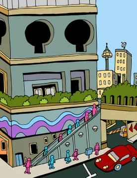 Building escalator Stock Illustration