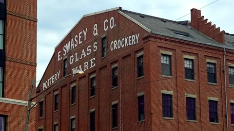 Building of E.Swasey Com which was manufacturer and importer of fine crockery Stock Footage 336883234
