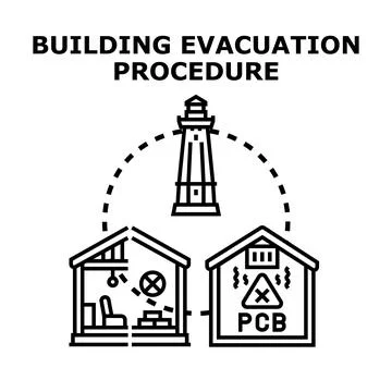 Building evacuation procedure a lighthouse symbol providing guidance during a Stock Illustration