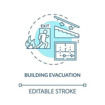 Building evacuation turquoise concept icon Ilustración de archivo