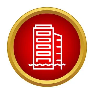 Building experiencing flood damage insurance risk icon Ilustración de archivo
